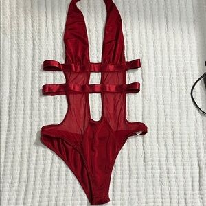 SHEIN Red Strappy Bodysuit